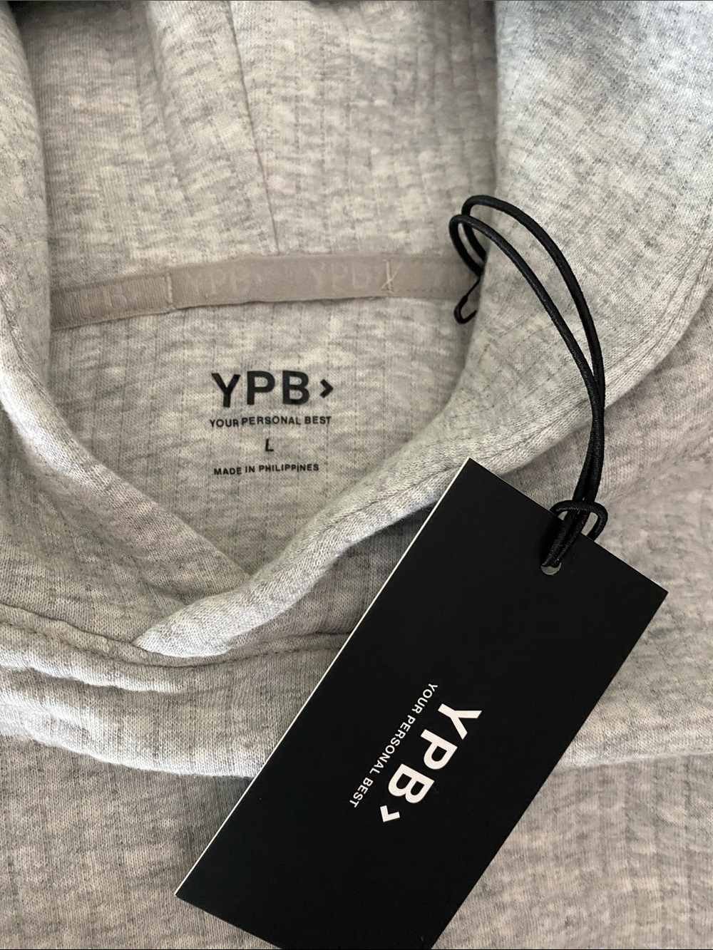 YPB Light Gray Textured ribbed hoodie by Abercrombie
